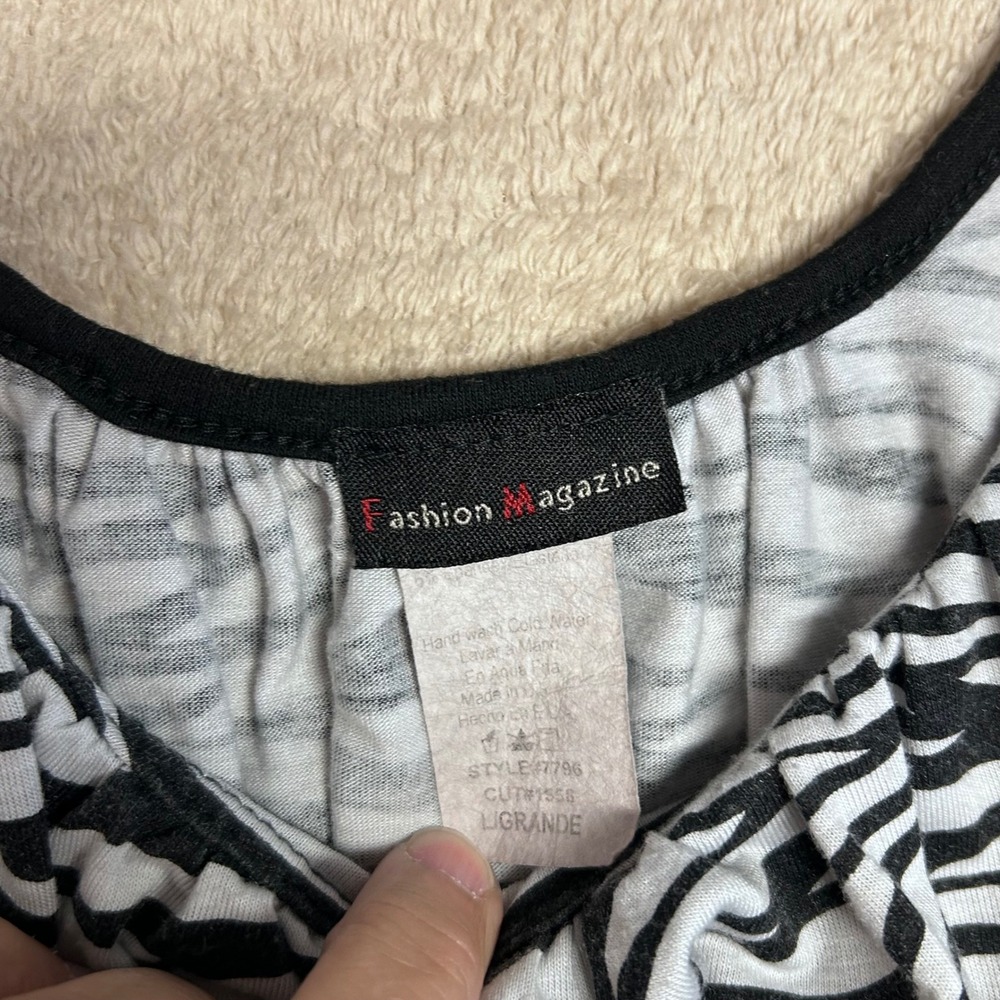 Fashion Magazine Womens Mini Dress Large Zebra Print Empire Waist Bubble Hem Y2K - Picture 3 of 11